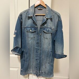 HIGHWAY JEANS Cotton-Blend Jean Jacket with 3/4 Sleeves